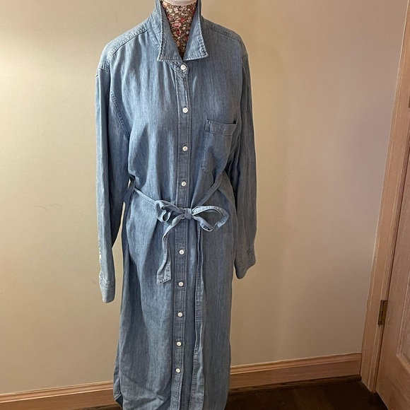 Faherty Tried & True Chambray Midi Shirtdress Women’s Medium - Picture 17 of 17